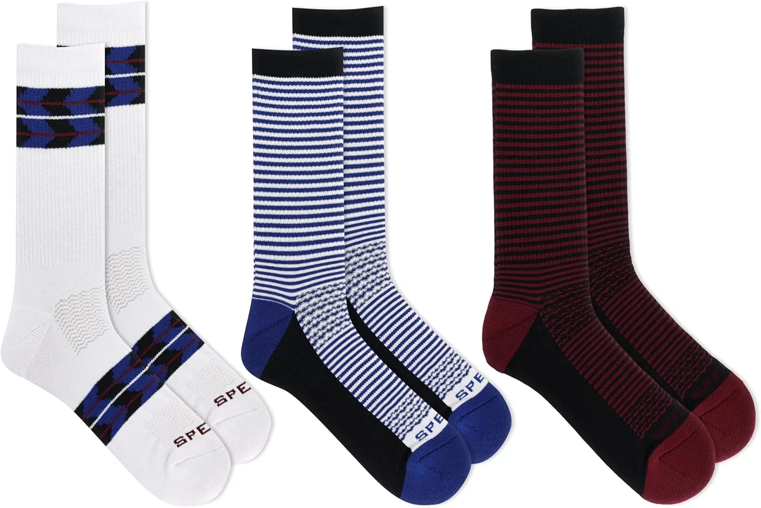 Sperry Men's Cotton Boat Crew Socks-3 Pair Pack-Arch Support and Comfort Footbed Cushioning