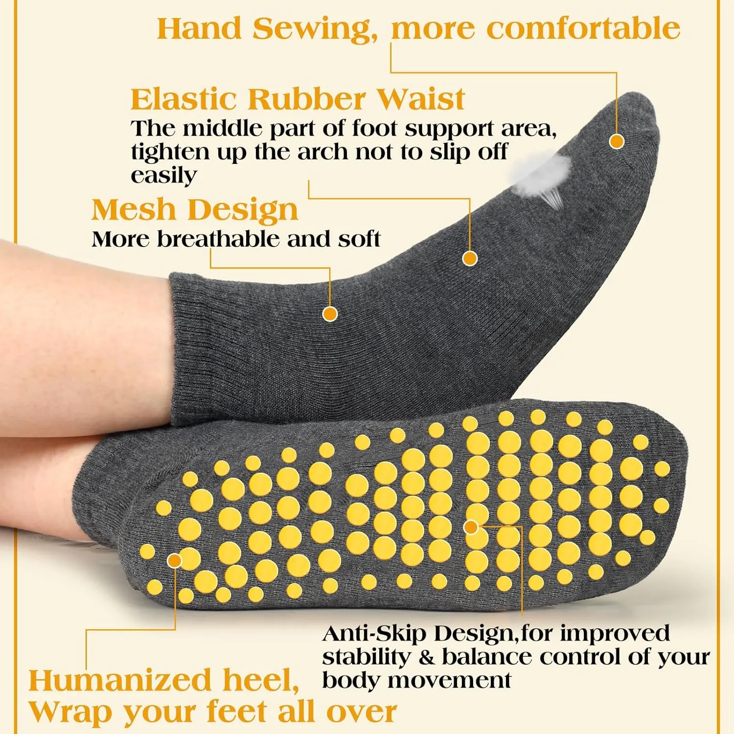 Sureio 50 Pairs Non Slip Slipper Socks with Grips Men's Anti Skid Yoga Socks with Gripper Workout Pilates Hospital