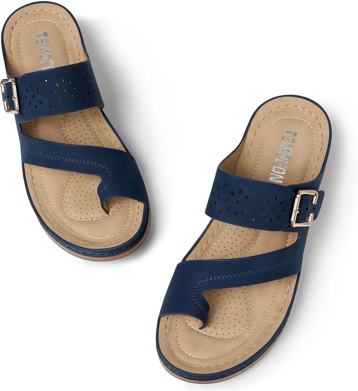 TEMOFON Flip Flops for Women Summer: Comfortable Walking Sandals,Arch Support,Orthopedic Bunion Sandal, Dressy Black/Navy/White Sandals Size 5-11