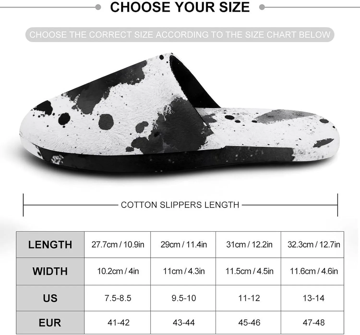 Tie-Dye Black And White Ink Jet Cotton Slippers Fashion Slip on House Shoes Lightweight Slipper for Men