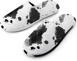 Tie-Dye Black And White Ink Jet Cotton Slippers Fashion Slip on House Shoes Lightweight Slipper for Men