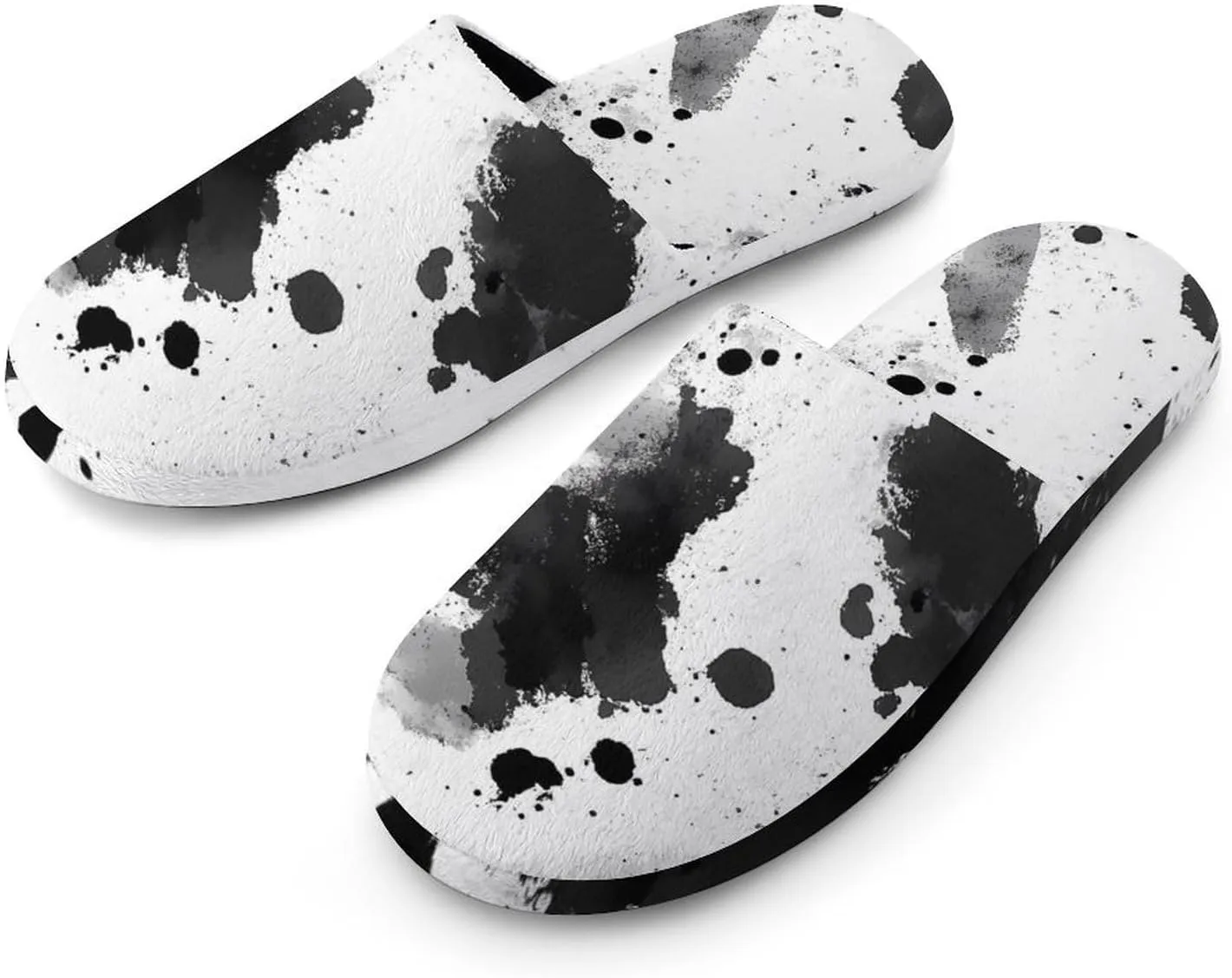 Tie-Dye Black And White Ink Jet Cotton Slippers Fashion Slip on House Shoes Lightweight Slipper for Men
