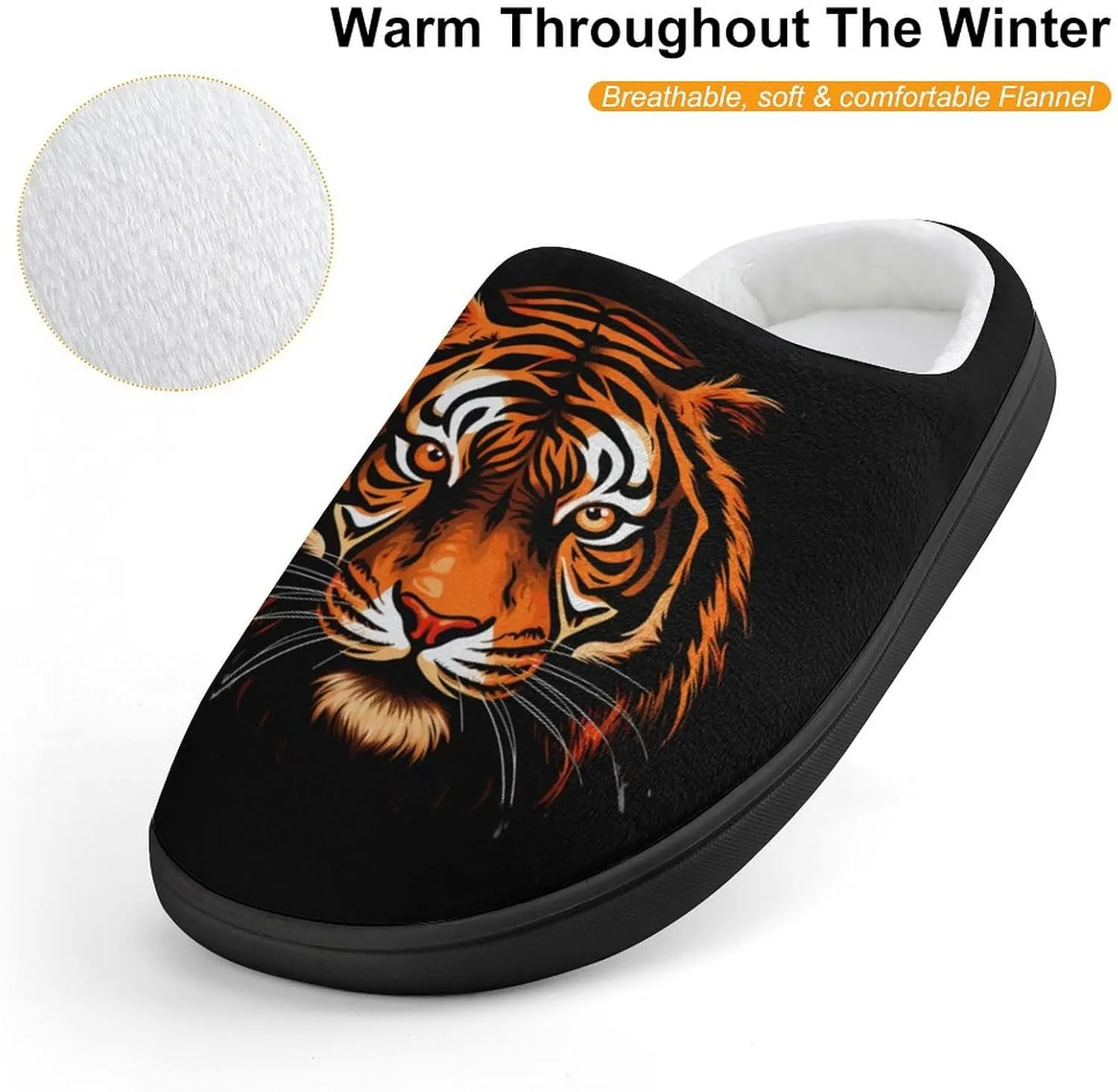 Tiger Kids Slippers for Girls Boys Winter Warm Plush Slip On House Slippers for Indoor Outdoor