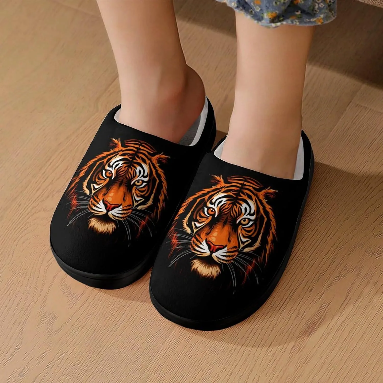 Tiger Kids Slippers for Girls Boys Winter Warm Plush Slip On House Slippers for Indoor Outdoor