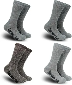 Time May Tell Mens Merino Wool Hiking Cushion Socks Thermal Warm Crew Winter Boot Socks Pack (2/4 Pair,6-13 Size)
