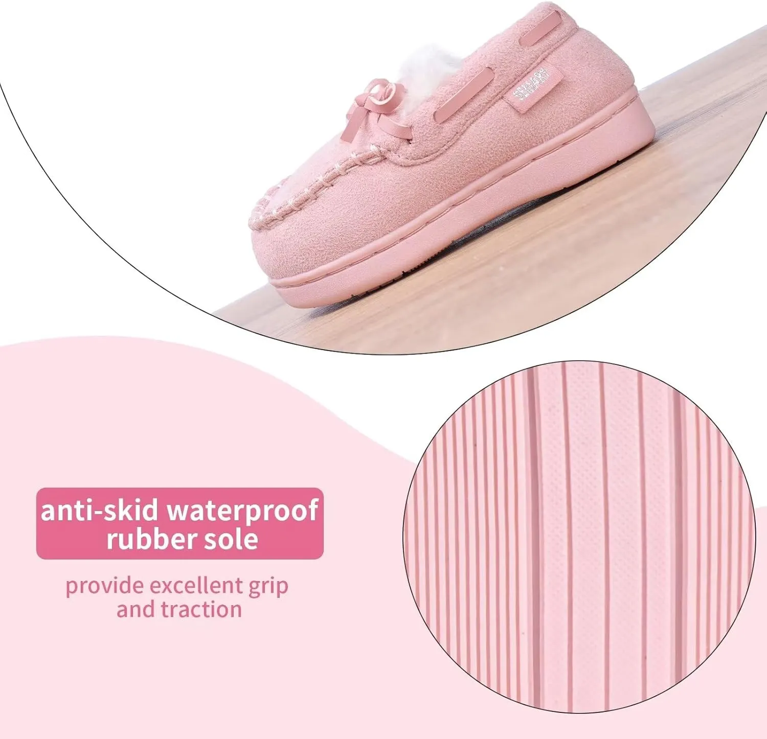 Toddler Kids' Moccasin House Shoe with Indoor Outdoor Memory Foam Sole Protection Slipper U722WLFX-0914