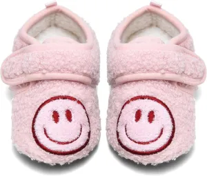 Toddler Smiley Face Slippers Boys Girls House Indoor Non Slip Shoes Warm Cozy Socks for Baby Kids