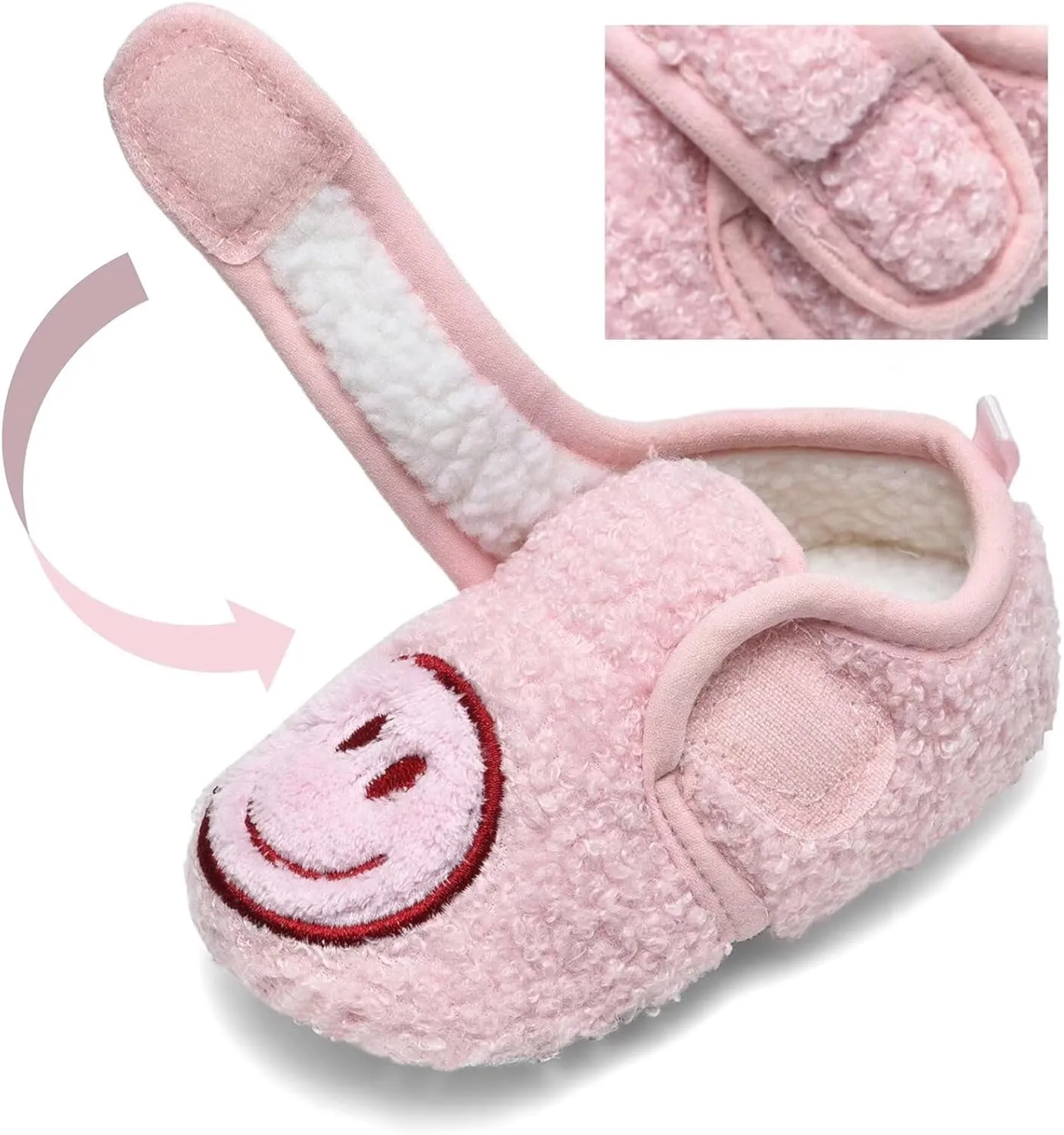 Toddler Smiley Face Slippers Boys Girls House Indoor Non Slip Shoes Warm Cozy Socks for Baby Kids