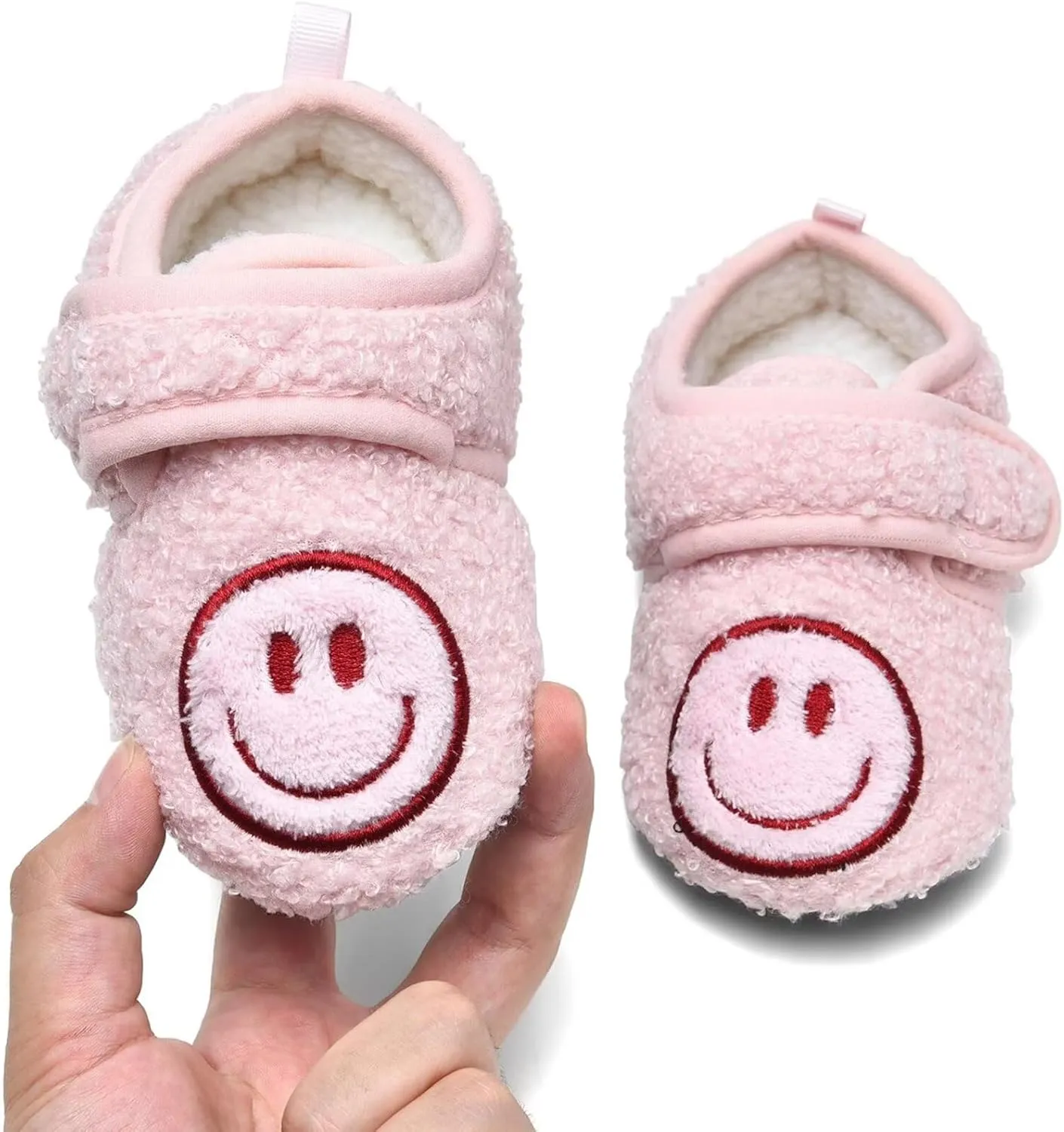 Toddler Smiley Face Slippers Boys Girls House Indoor Non Slip Shoes Warm Cozy Socks for Baby Kids