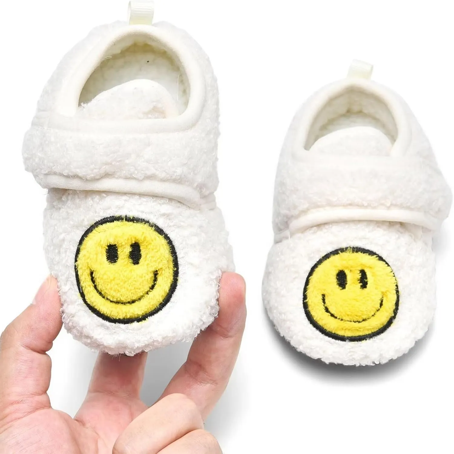 Toddler Smiley Face Slippers Boys Girls House Indoor Non Slip Shoes Warm Cozy Socks for Baby Kids
