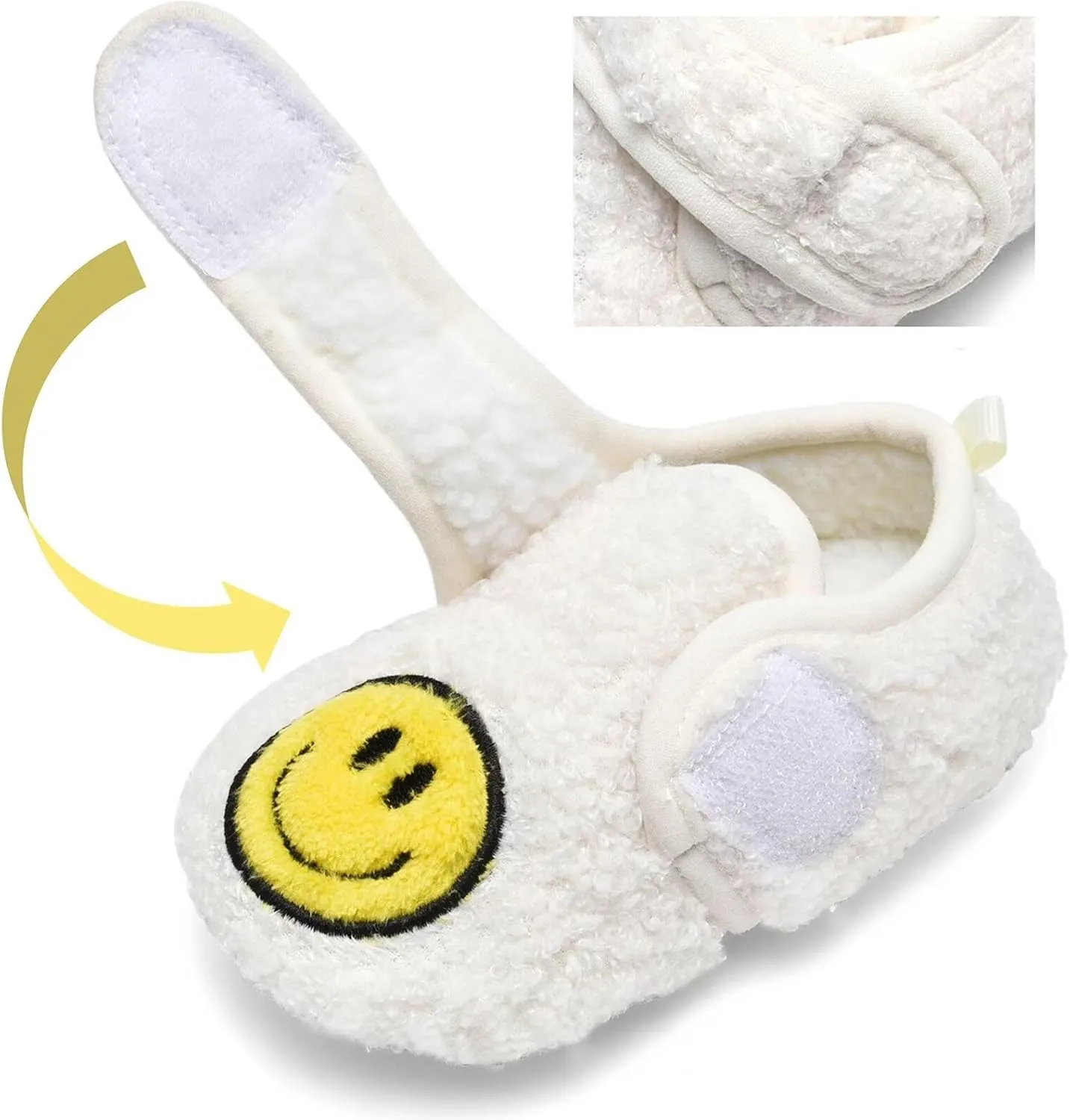 Toddler Smiley Face Slippers Boys Girls House Indoor Non Slip Shoes Warm Cozy Socks for Baby Kids
