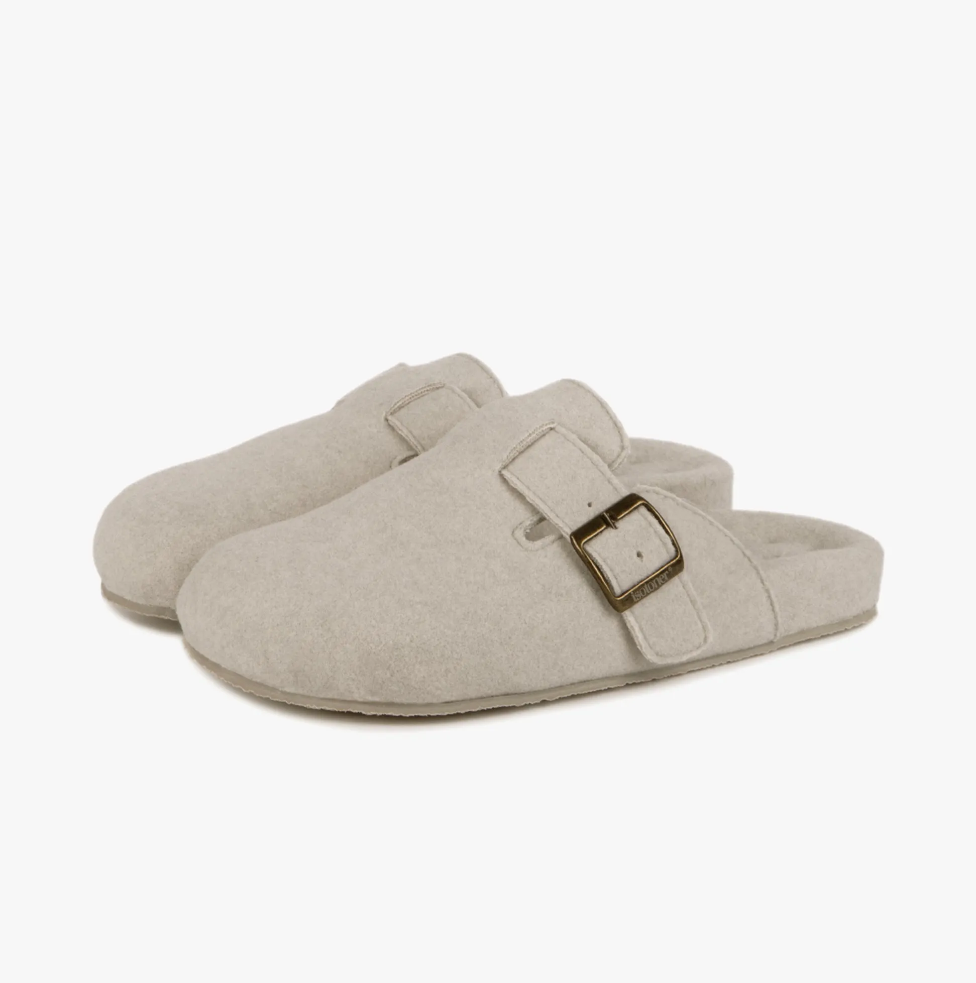 Totes Isotoner FELT CLOG Womens Clog Mule Slippers Oatmeal
