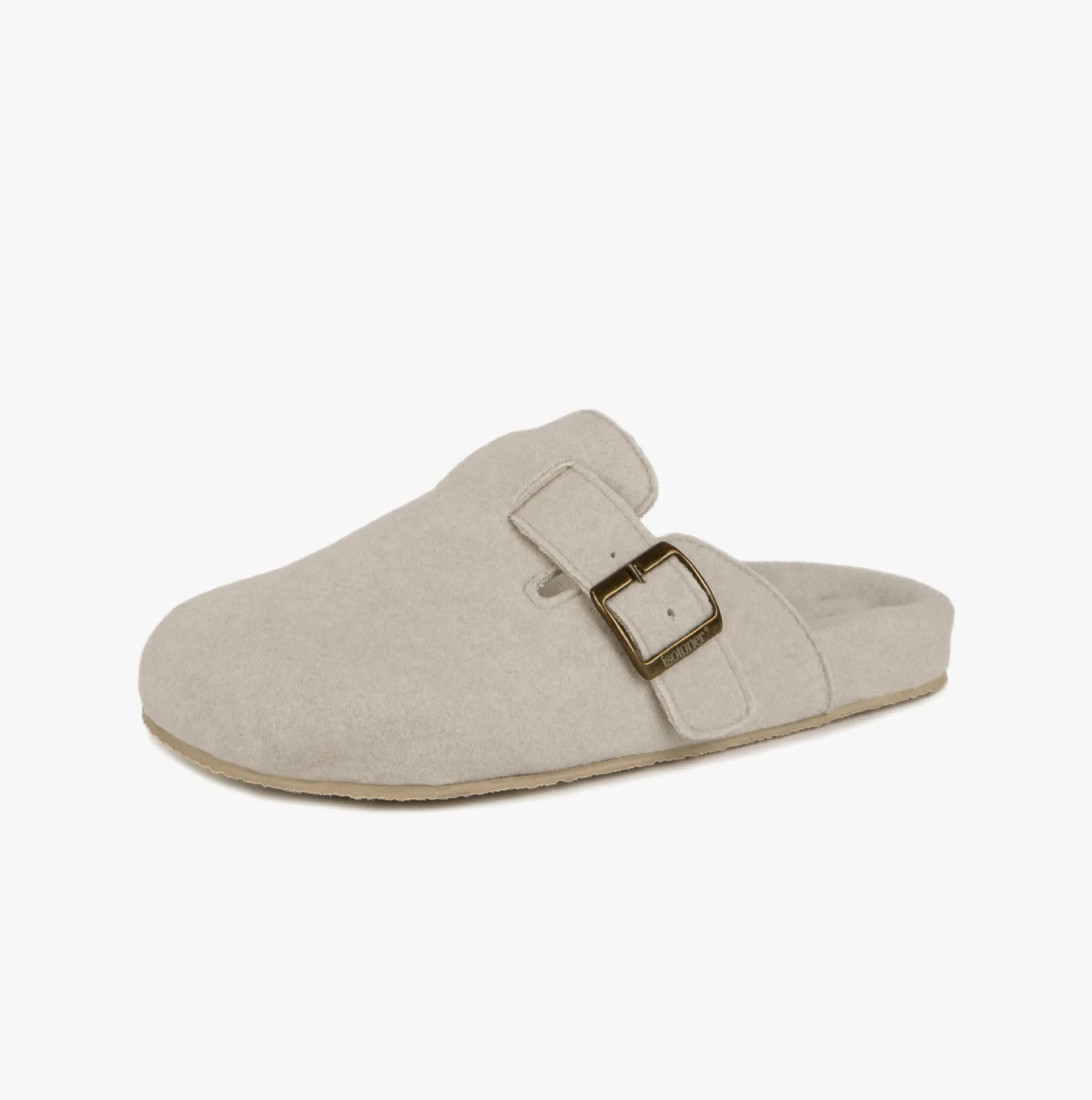 Totes Isotoner FELT CLOG Womens Clog Mule Slippers Oatmeal