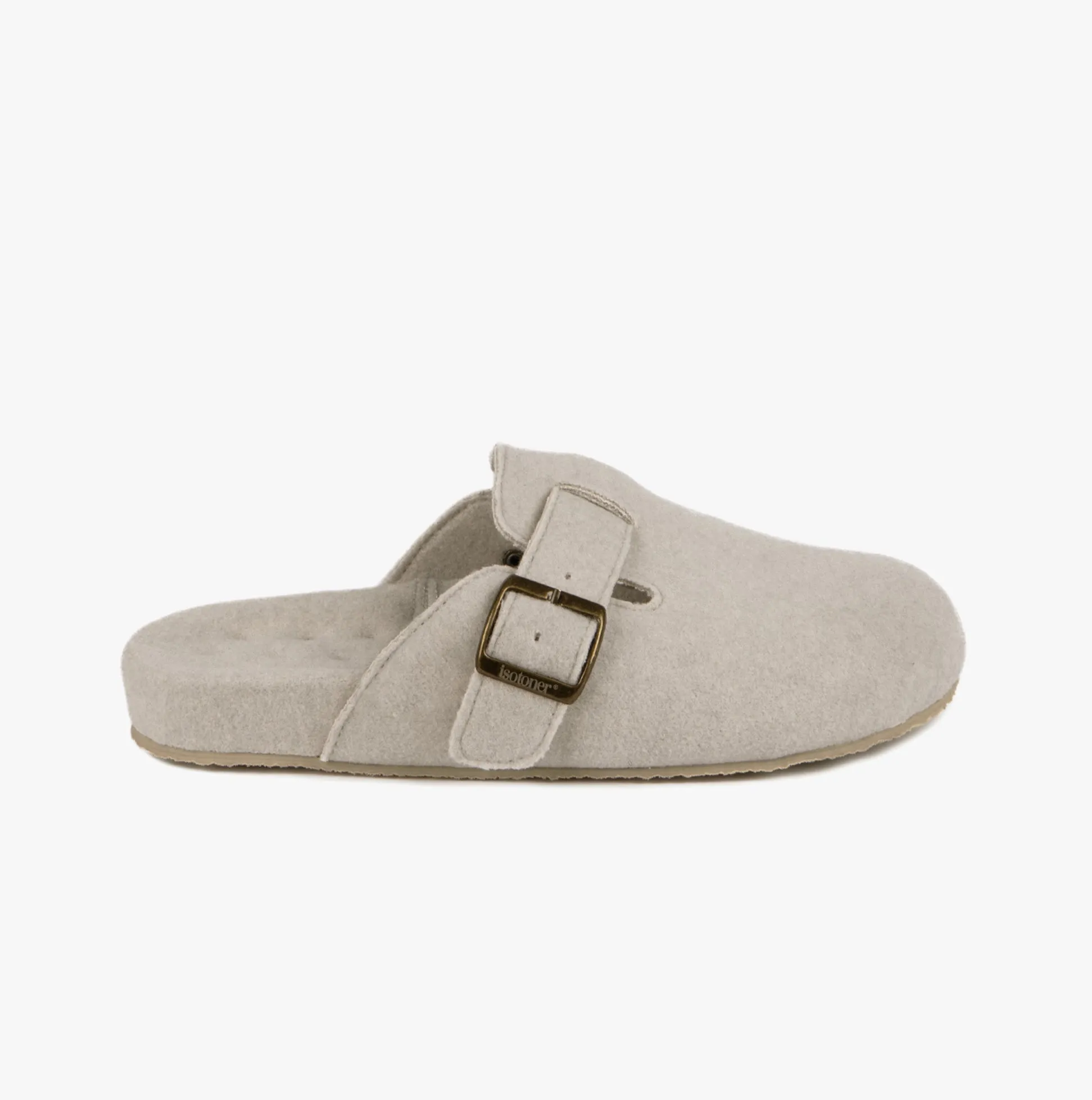 Totes Isotoner FELT CLOG Womens Clog Mule Slippers Oatmeal
