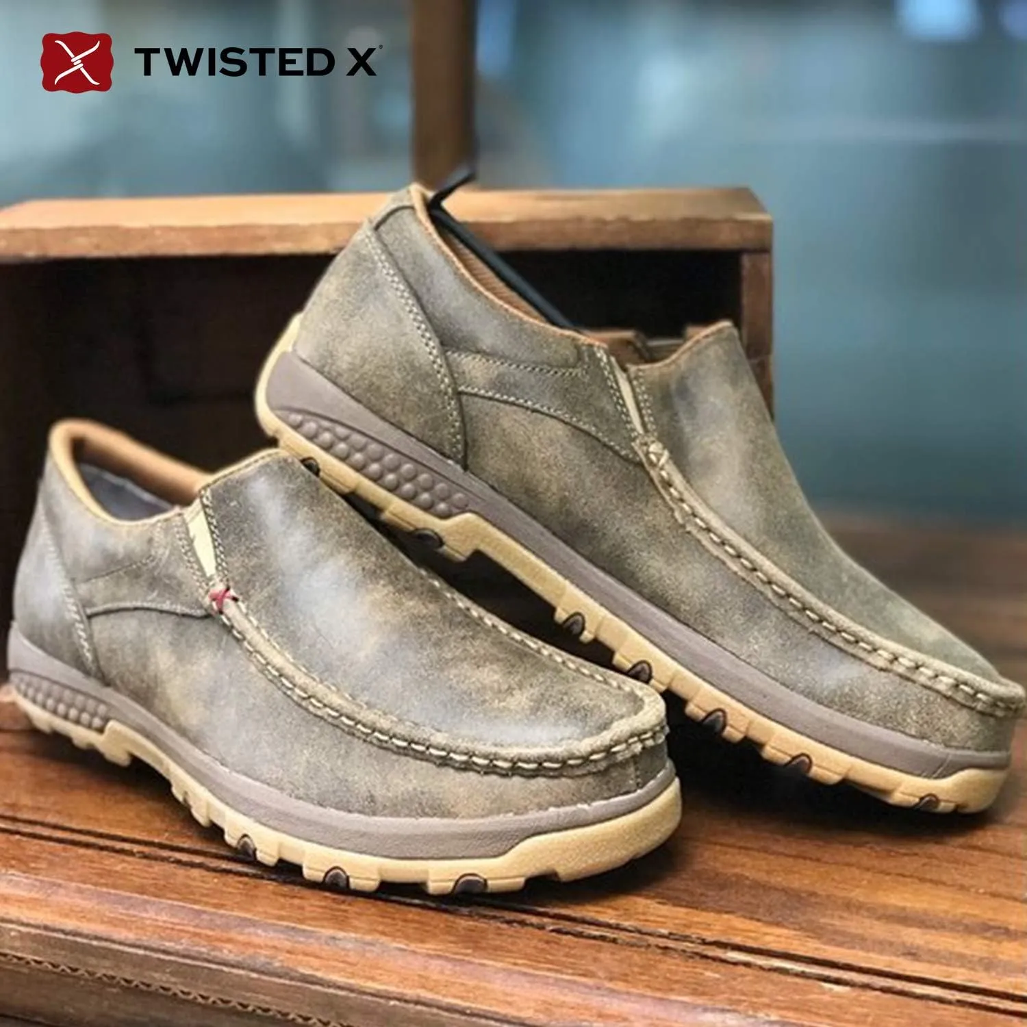 Twisted X Men's Cellstretch Casual Slip-on Leather Shoes Driving Style Loafer