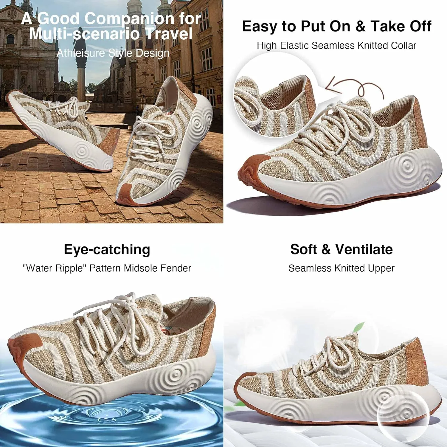 UIN Men's Platform Walking Shoes Casual Comfortable Art Painted Travel Fashion Sneaker Brava