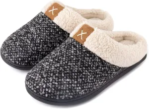 ULTRAIDEAS Women's Indoor Bedroom Slipper with Memory Foam, Gift for Women, Wool-Like House Shoe with Anti-Skid Rubber Sole for Ladies