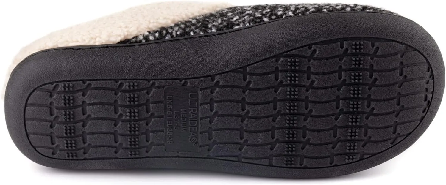 ULTRAIDEAS Women's Indoor Bedroom Slipper with Memory Foam, Gift for Women, Wool-Like House Shoe with Anti-Skid Rubber Sole for Ladies
