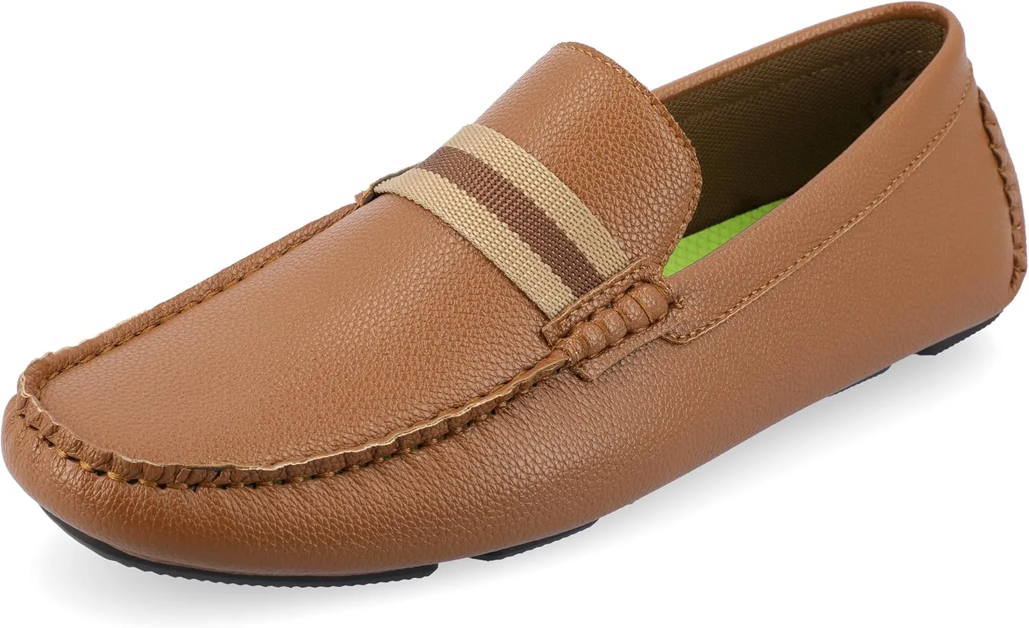 Vance Co. Mens Griffin Slip-on Driving Loafer Grain Textured Tru Comfort Foam Square Toe Casual Dress Shoe Cognac 13 Medium MENS US