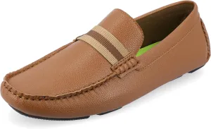 Vance Co. Mens Griffin Slip-on Driving Loafer Grain Textured Tru Comfort Foam Square Toe Casual Dress Shoe Cognac 13 Medium MENS US