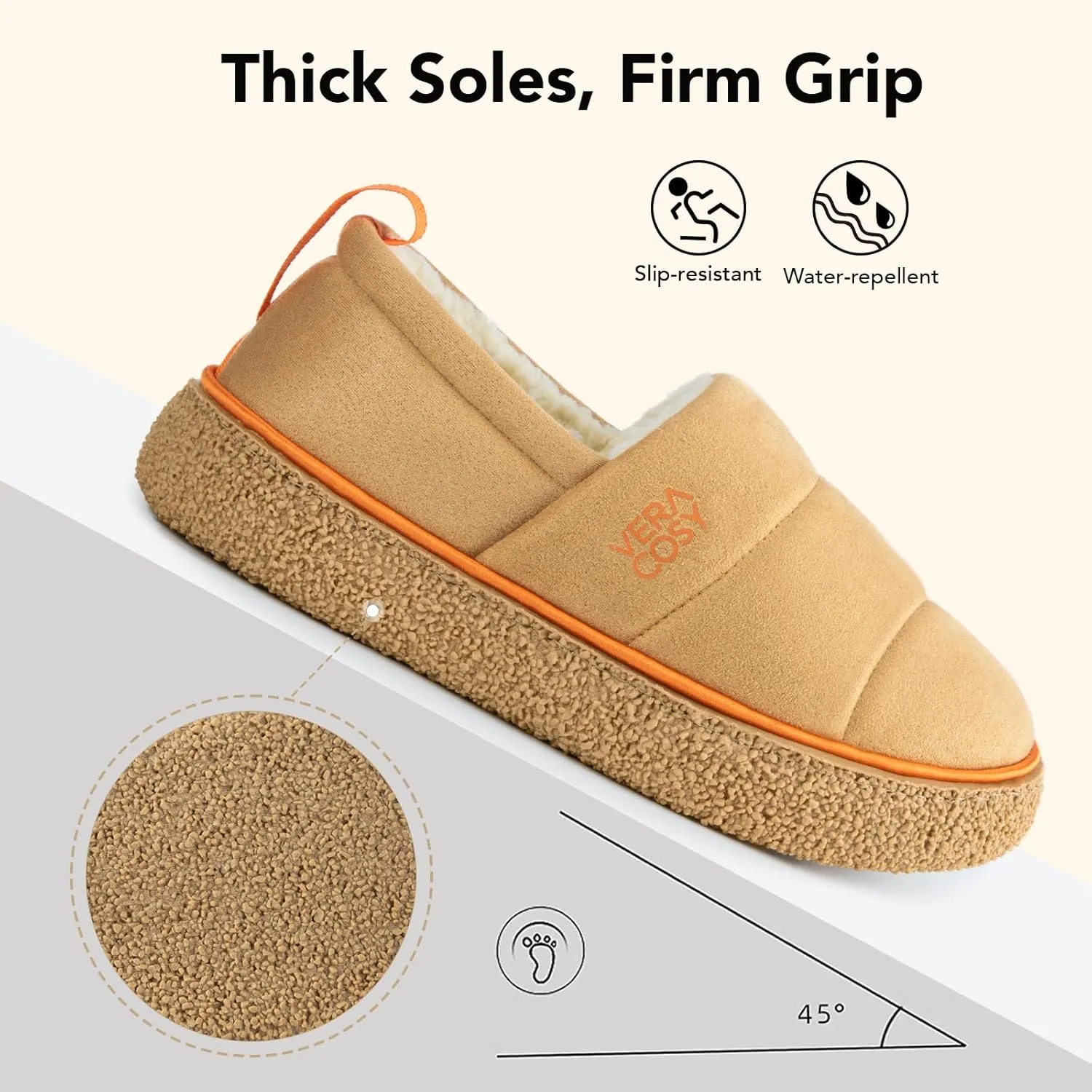 VeraCosy Women's Quilted Closed-back Slippers Technical Fabrics Warm Soft Comfy Non-slip Memory Foam Indoor House Shoes