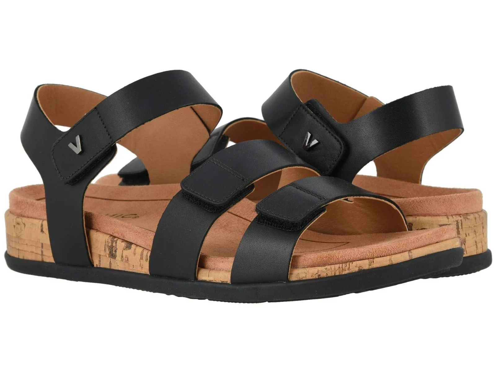 Vionic Black Colleen Womens Comfort Adjustable Strap Strap Sandals