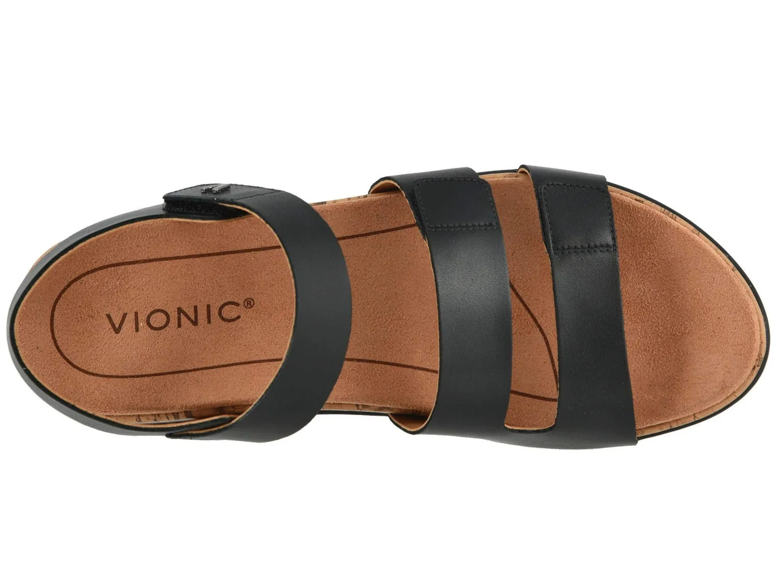 Vionic Black Colleen Womens Comfort Adjustable Strap Strap Sandals