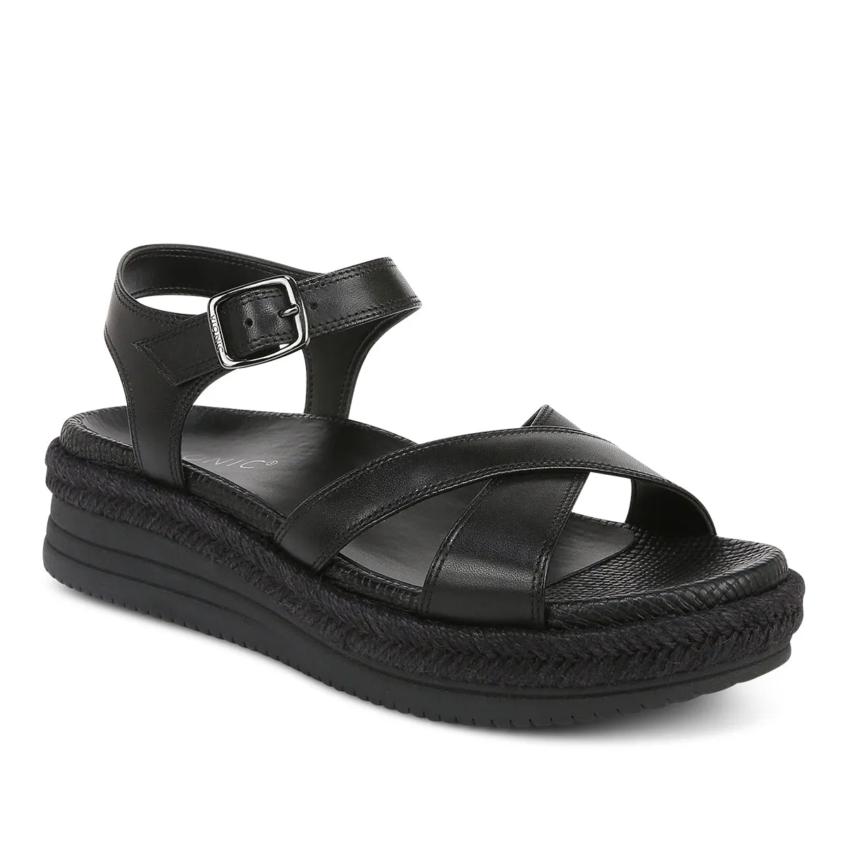 Vionic Mar Strappy Platform Sandal in Black