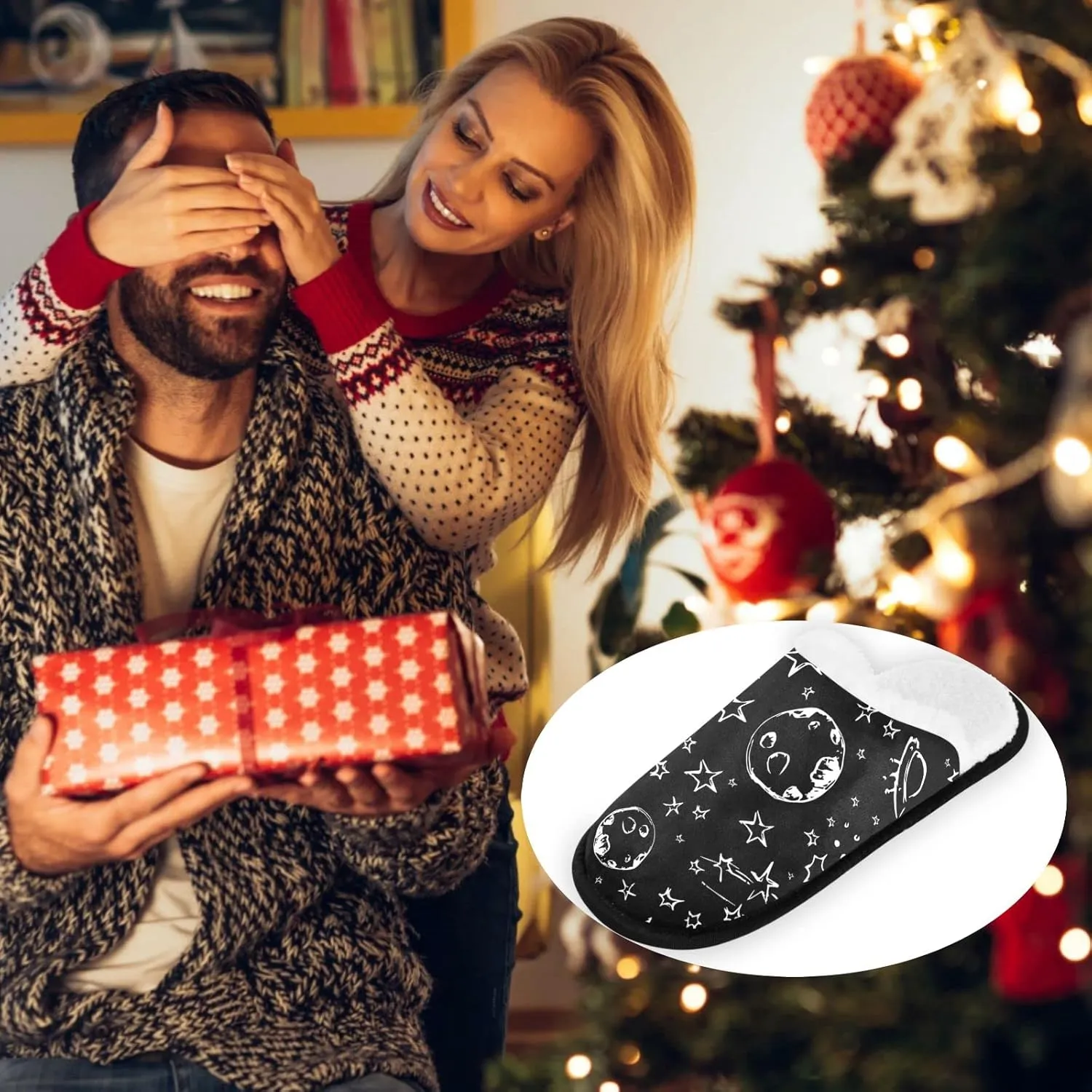 visesunny Planet Star Rocket Ufo Comet Cozy Fuzzy Mens Womens Memory Foam House Slippers Plush Fleece Indoor Outdoor Slipper