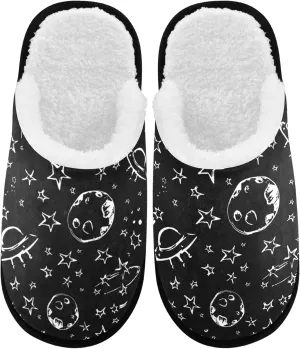 visesunny Planet Star Rocket Ufo Comet Cozy Fuzzy Mens Womens Memory Foam House Slippers Plush Fleece Indoor Outdoor Slipper