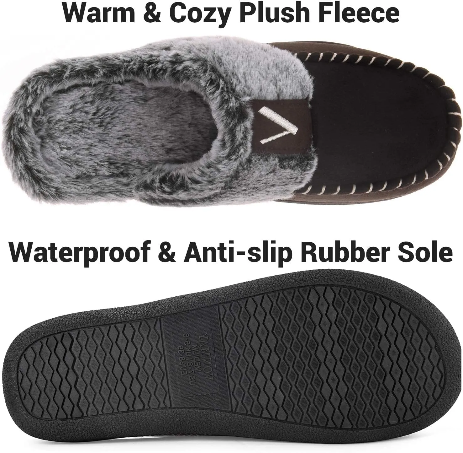 VONMAY Women's Memory Foam Slippers Moccasin Slip-on Scuff House Shoes Fuzzy Faux Fur Lining Indoor Outdoor for All Seasons