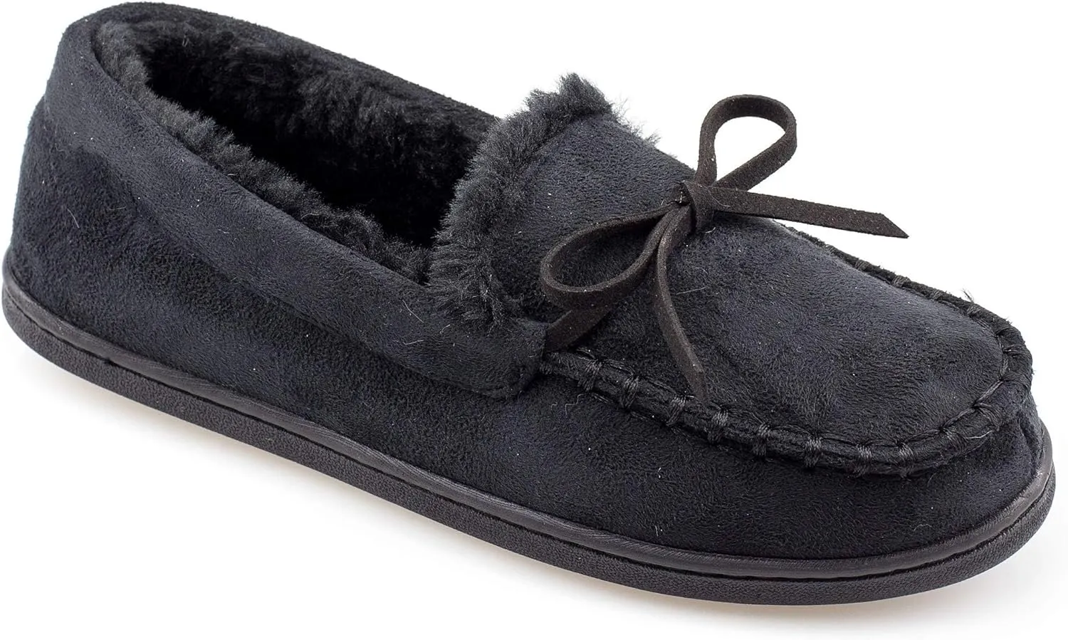 Warm Indoor/Outdoor Plush Fur Womens Moccasin Slippers Microsuede