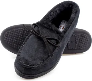 Warm Indoor/Outdoor Plush Fur Womens Moccasin Slippers Microsuede
