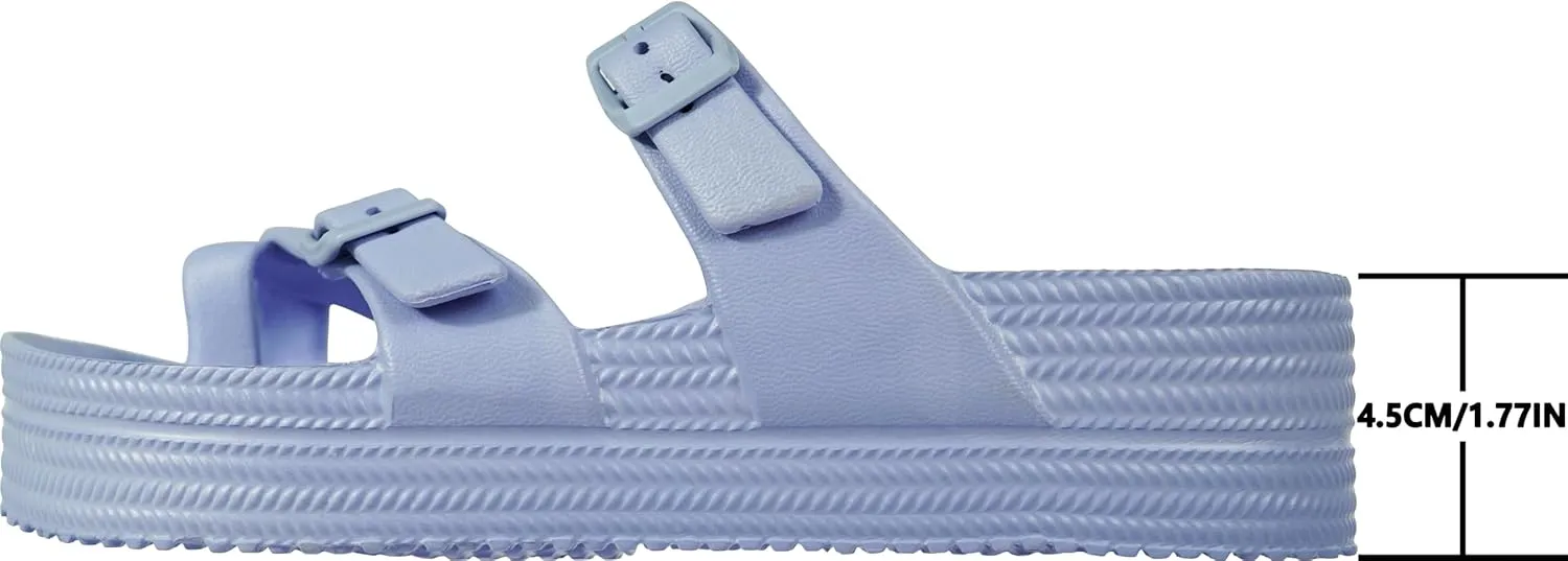 Weweya Womens Sandal with Arch Support - Adjustable Buckle Straps Beach Slides - Summer Lightweight Flip Flops Sandals