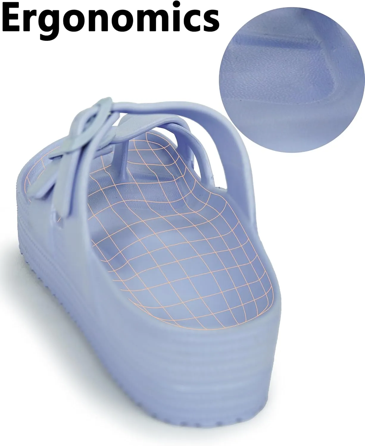 Weweya Womens Sandal with Arch Support - Adjustable Buckle Straps Beach Slides - Summer Lightweight Flip Flops Sandals