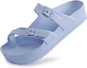 Weweya Womens Sandal with Arch Support - Adjustable Buckle Straps Beach Slides - Summer Lightweight Flip Flops Sandals