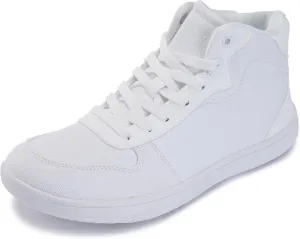 WHITIN Women's Mid-Top Wide Toe Box Minimalist Barefoot Shoes Zero Drop Size 9 Walking Road Running Athletic Female Width Sneaker All White 41