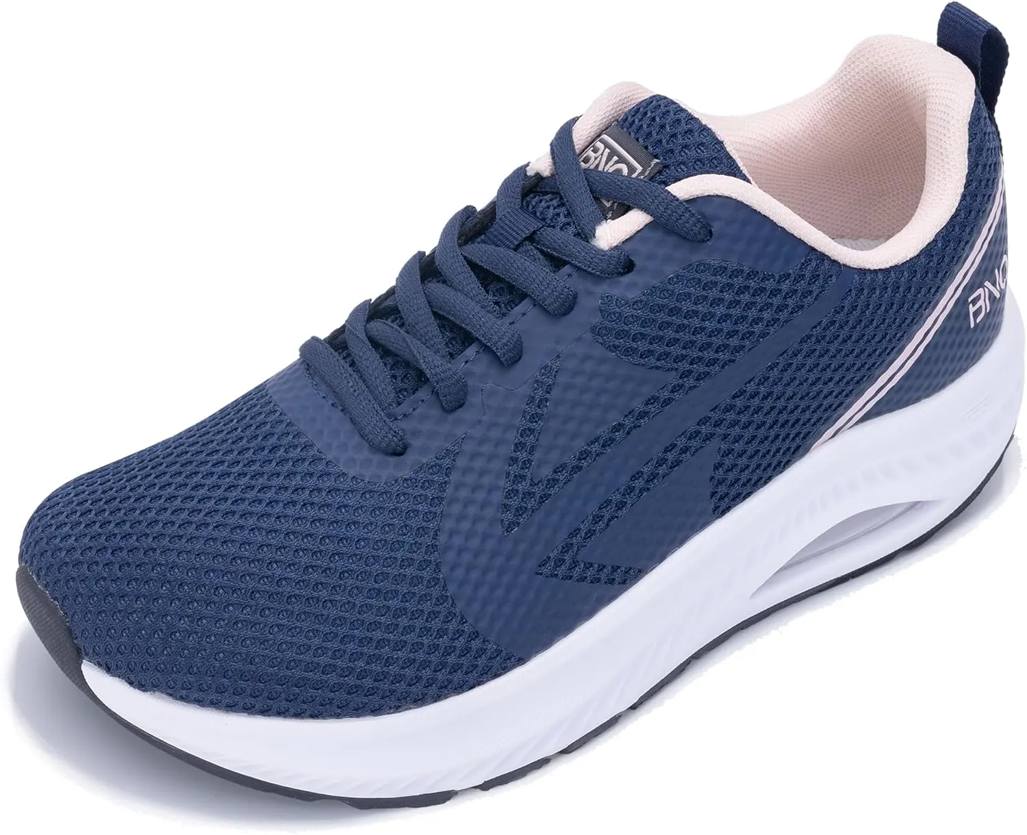 Wide Toe Box Womens Air Walking Shoes Arch Support Plantar Fasciitis Shoes Orthotic Tennis Sneaker for Heel Foot Pain Relief NavyPink Size 8