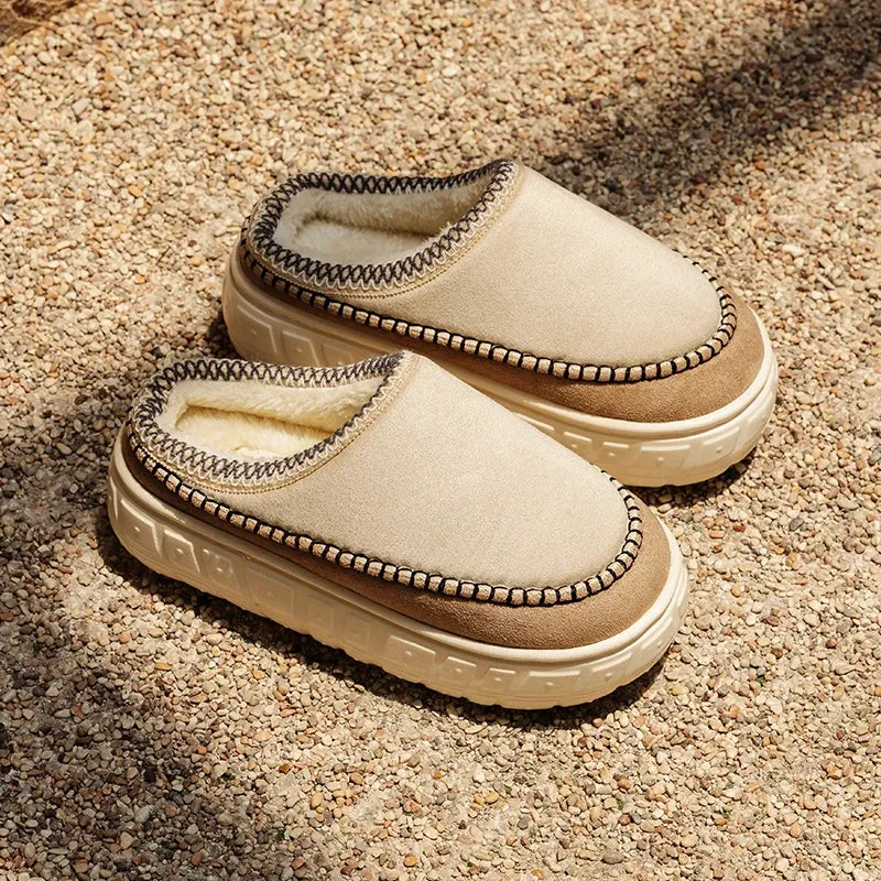 Without Heel-covered Hair Half Slipper Cotton Shoes Cashmere Warm Boots