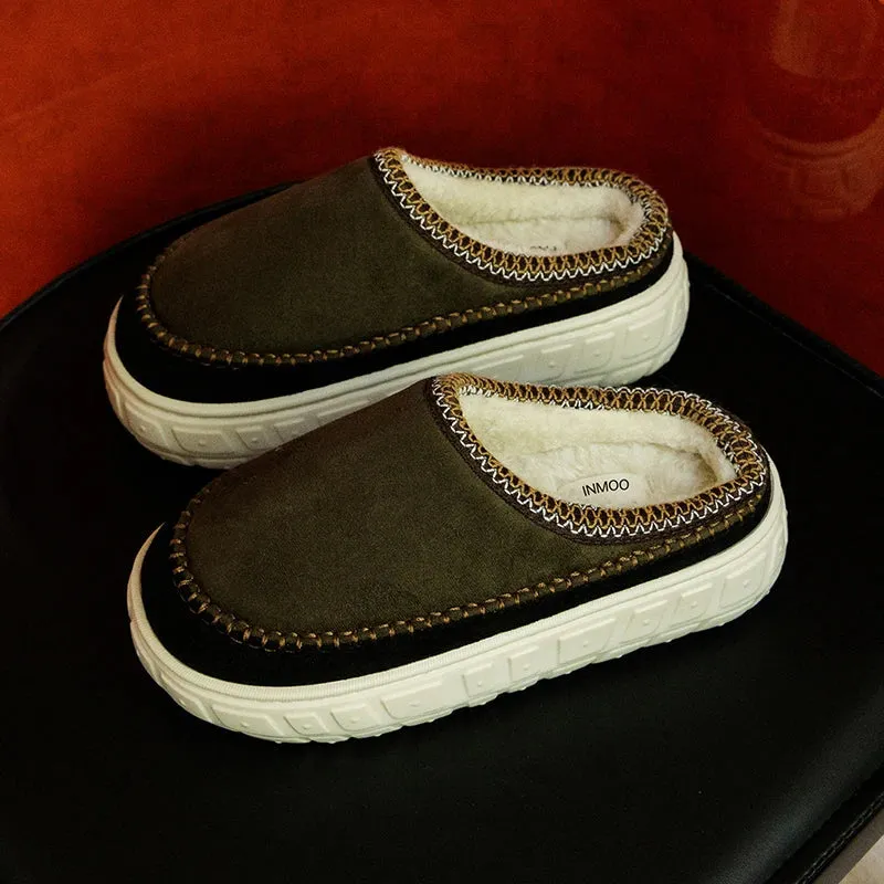 Without Heel-covered Hair Half Slipper Cotton Shoes Cashmere Warm Boots