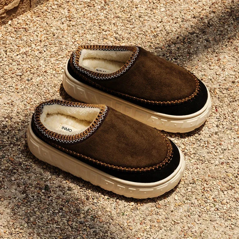 Without Heel-covered Hair Half Slipper Cotton Shoes Cashmere Warm Boots