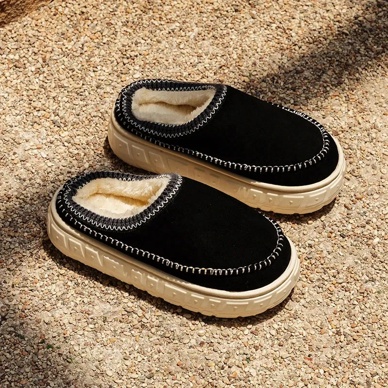 Without Heel-covered Hair Half Slipper Cotton Shoes Cashmere Warm Boots