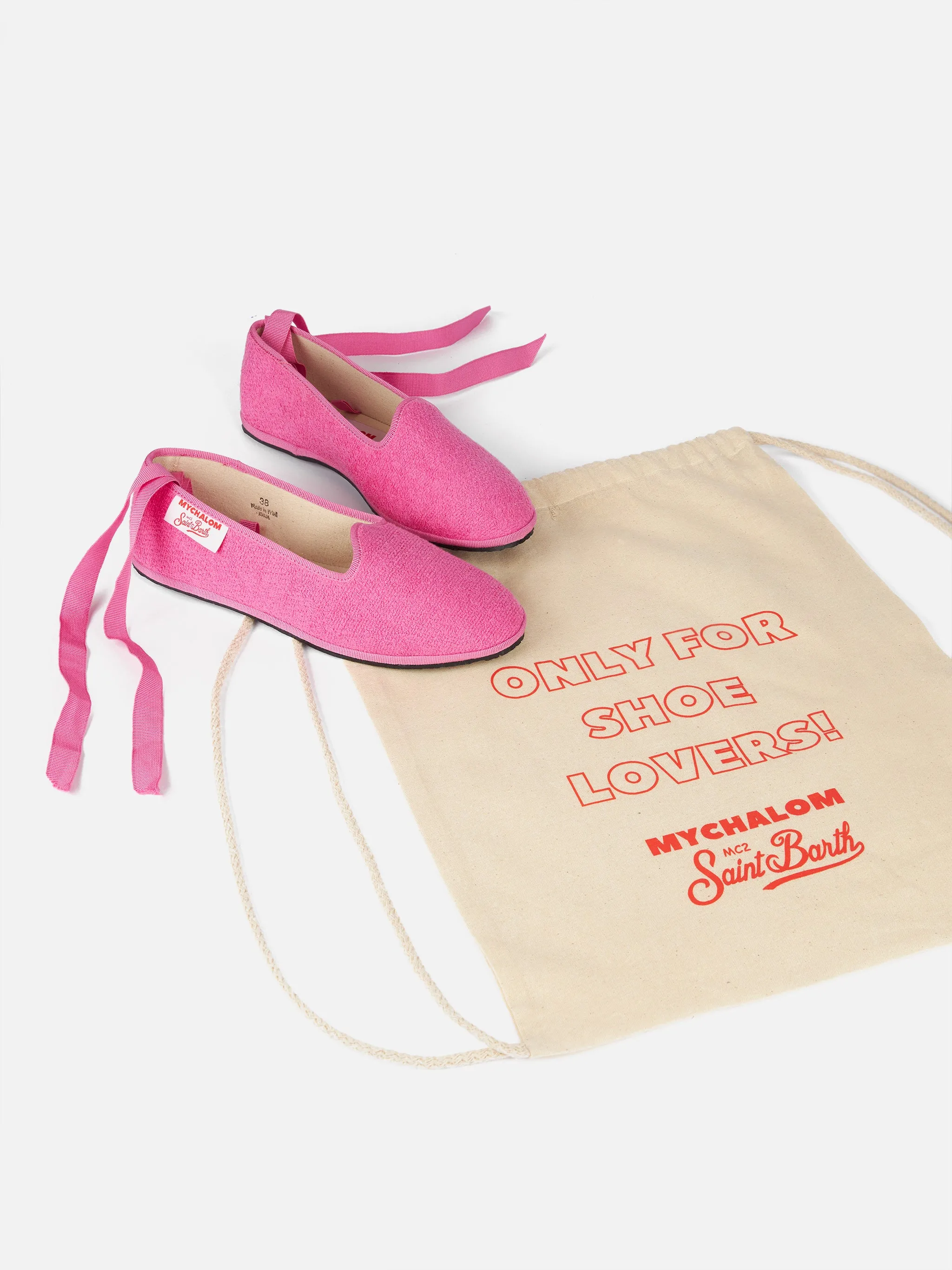 Woman pink terry slipper loafer | MY CHALOM SPECIAL EDITION