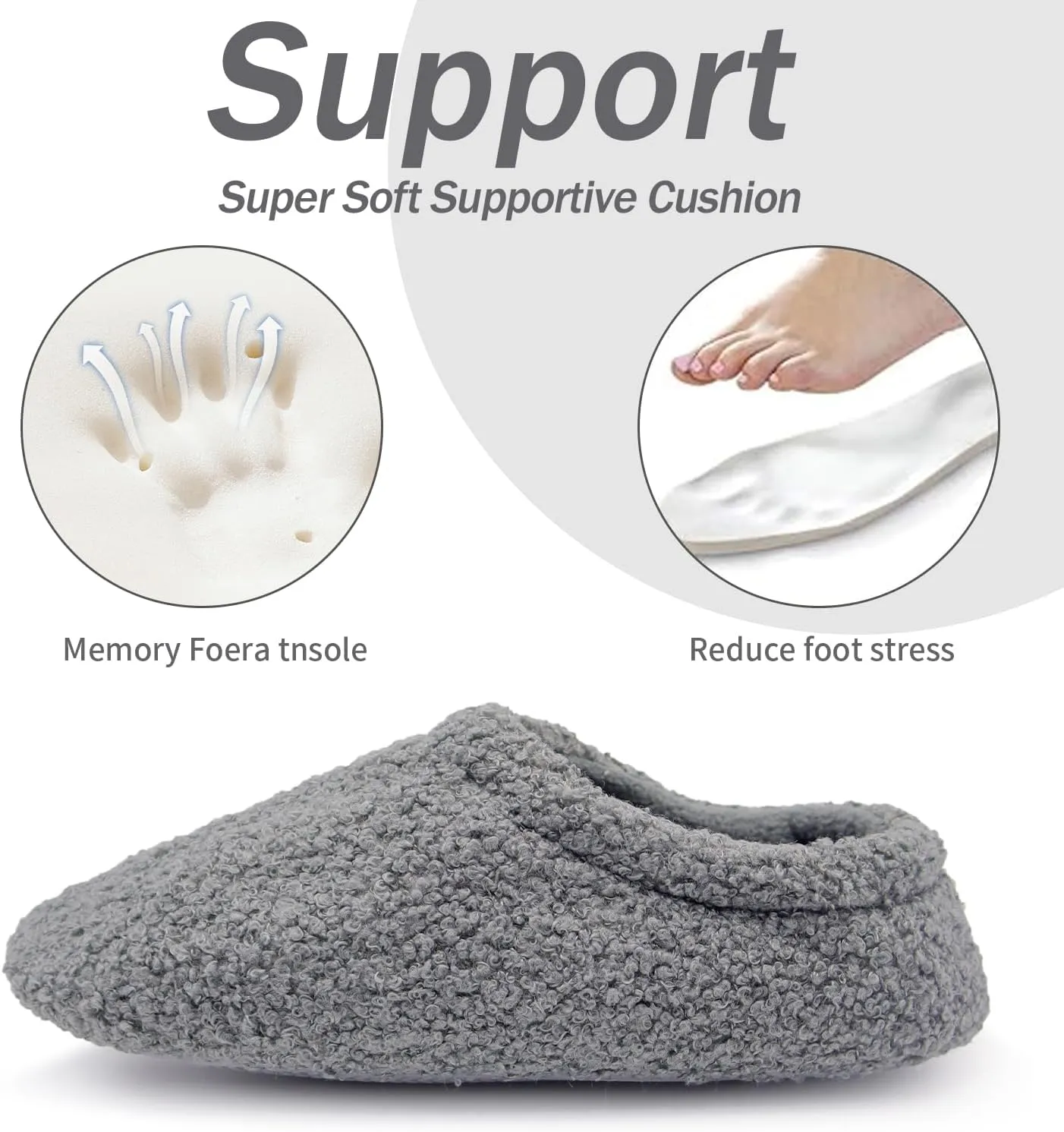 Women House Fuzzy Slippers - Lightweight Comfy Memory Foam Cozy Warm Fluffy Non-slip Indoor Slippers Size US 5-12