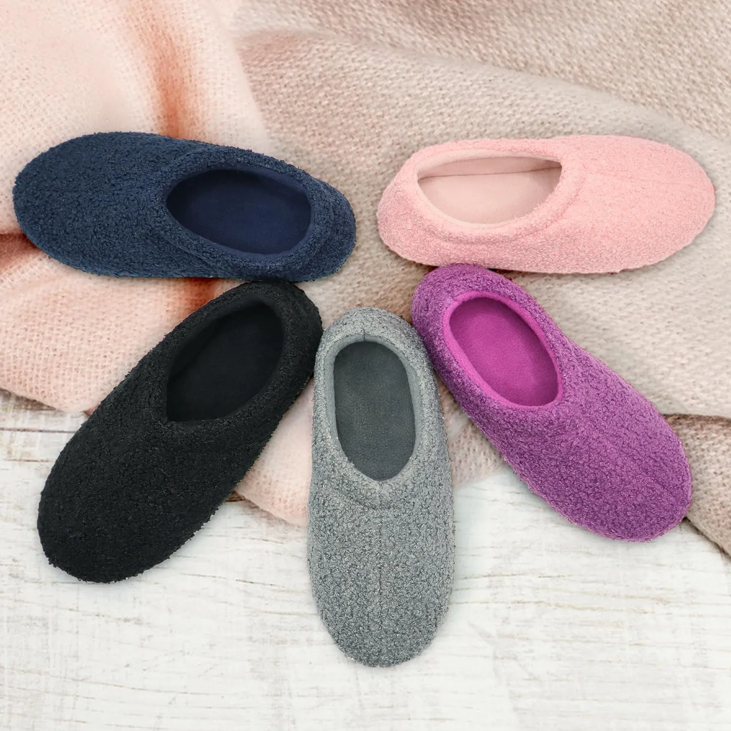Women House Fuzzy Slippers - Lightweight Comfy Memory Foam Cozy Warm Fluffy Non-slip Indoor Slippers Size US 5-12