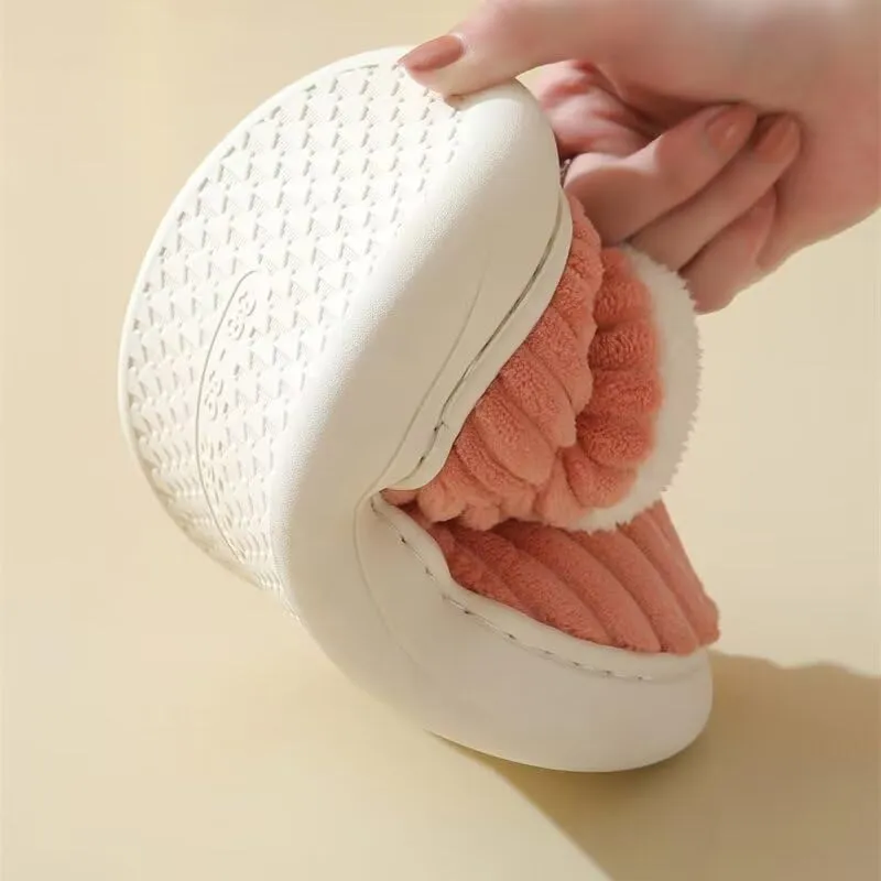 Women Men Non Slip Solid Warm Cotton Shoes for Indoor Home Walking