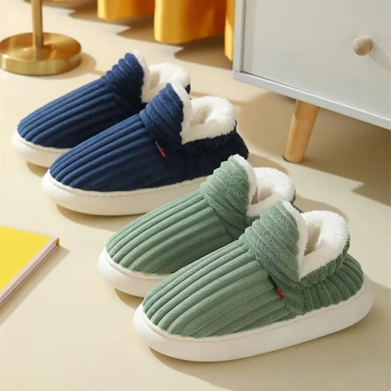 Women Men Non Slip Solid Warm Cotton Shoes for Indoor Home Walking