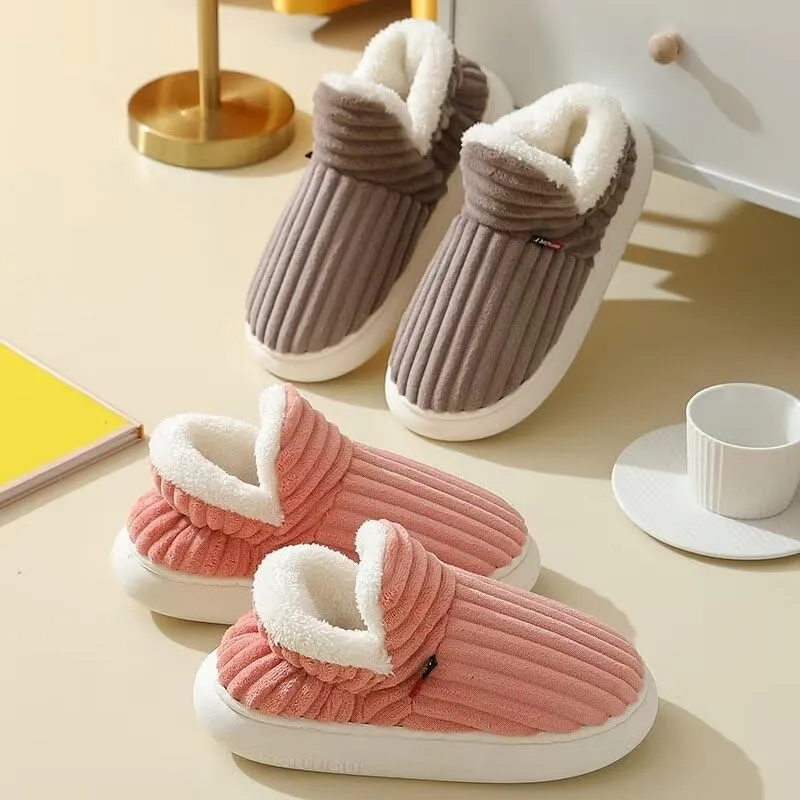 Women Men Non Slip Solid Warm Cotton Shoes for Indoor Home Walking