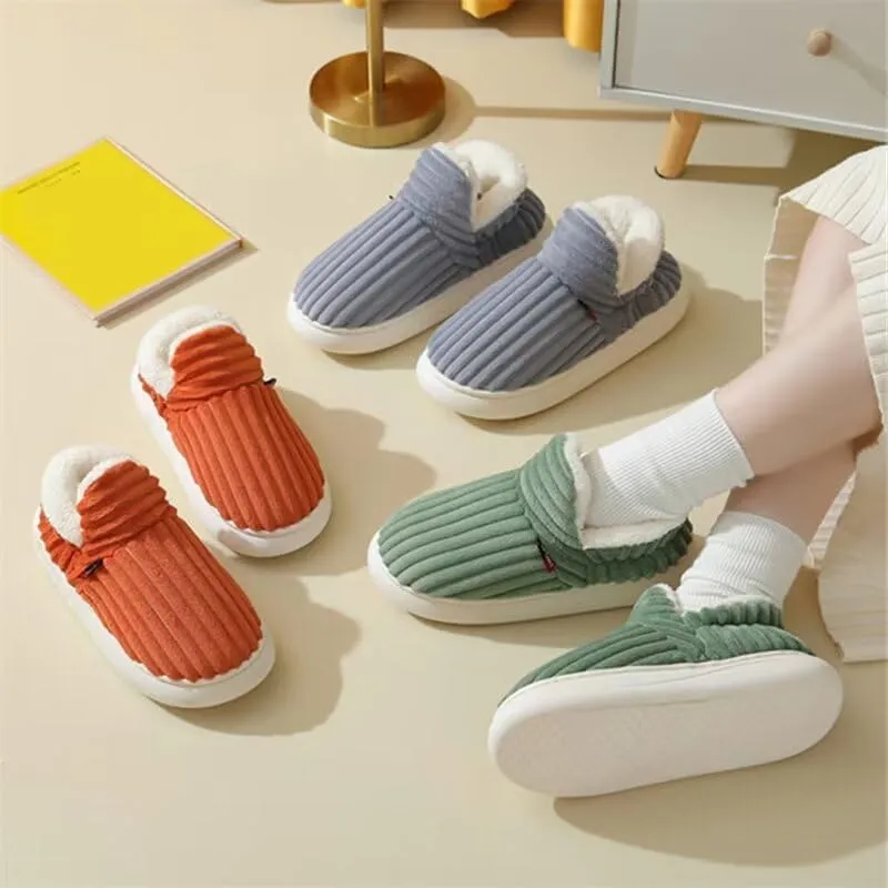 Women Men Non Slip Solid Warm Cotton Shoes for Indoor Home Walking