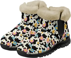 Womens Fuzzy Boots Winter Comfy Plush Warm Fur Lined Lining Snow Boot Waterproof Comfortable Slip On Outdoor Walking Hiking Booties